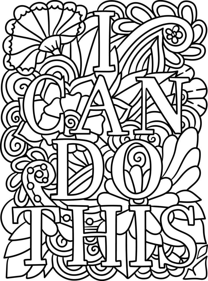 I Can Do This Motivational Quote Coloring Page vector