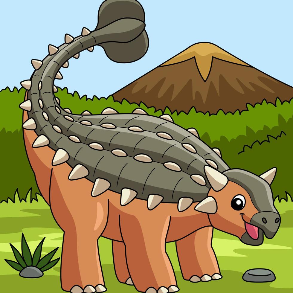 Ankylosaurus Dinosaur Colored Cartoon Illustration vector