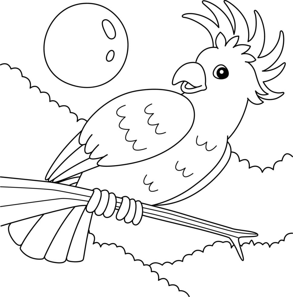 Cockatoo Animal Coloring Page for Kids vector
