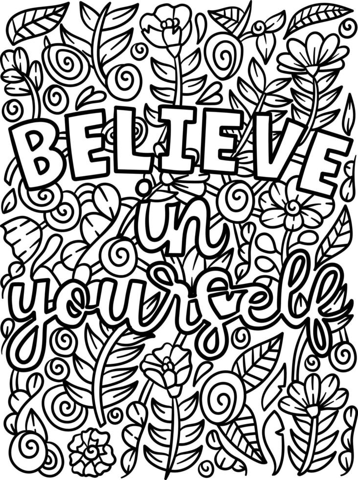 Believe In Yourself Motivational Quote Coloring vector