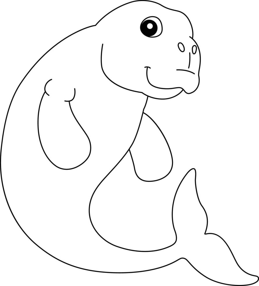 Dugong Animal Coloring Page Isolated for Kids vector