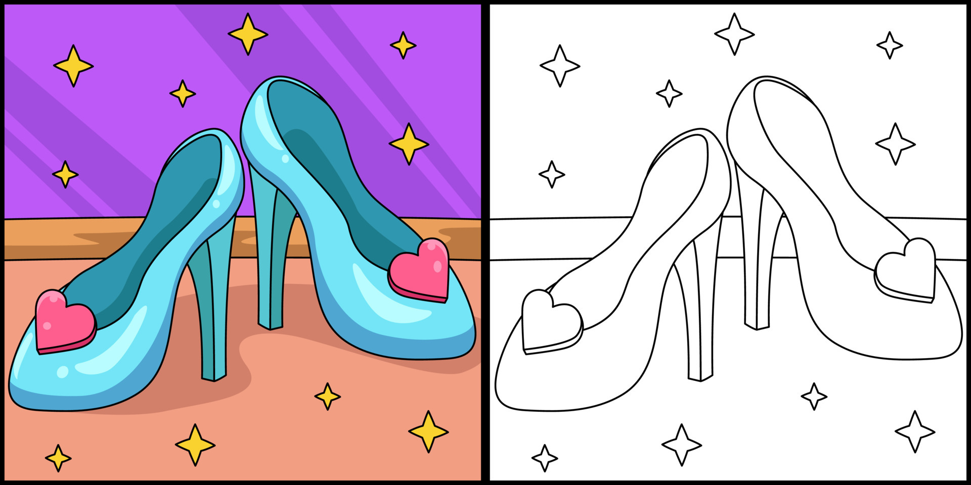 Princess Shoes With Heels Coloring Illustration 7066708 Vector Art at
