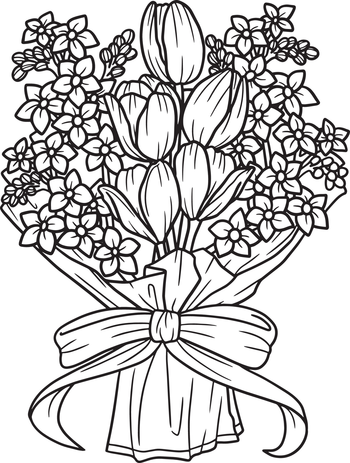Coloriage Bouquet De Fleur à Imprimer Flower Bouquet Coloring Page for Adults 7066733 Vector Art at Vecteezy