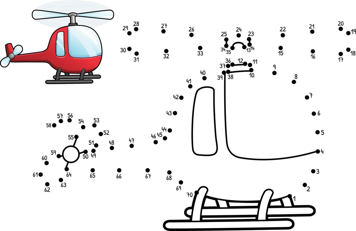 Dot to Dot Helicopter Isolated Coloring Page vector