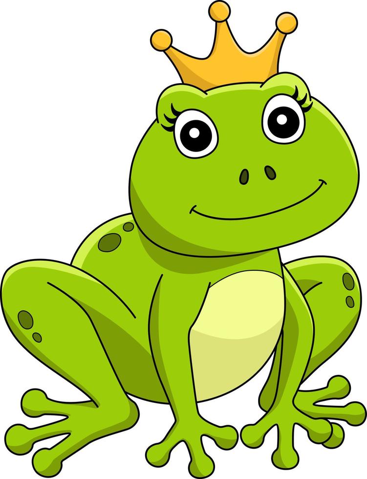 Frog With A Crown Cartoon Colored Clipart vector