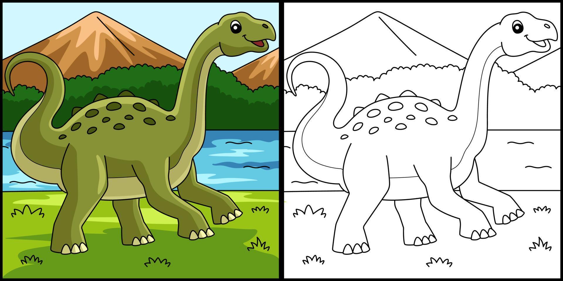 ilustración de página para colorear de dinosaurio neuquensaurus vector