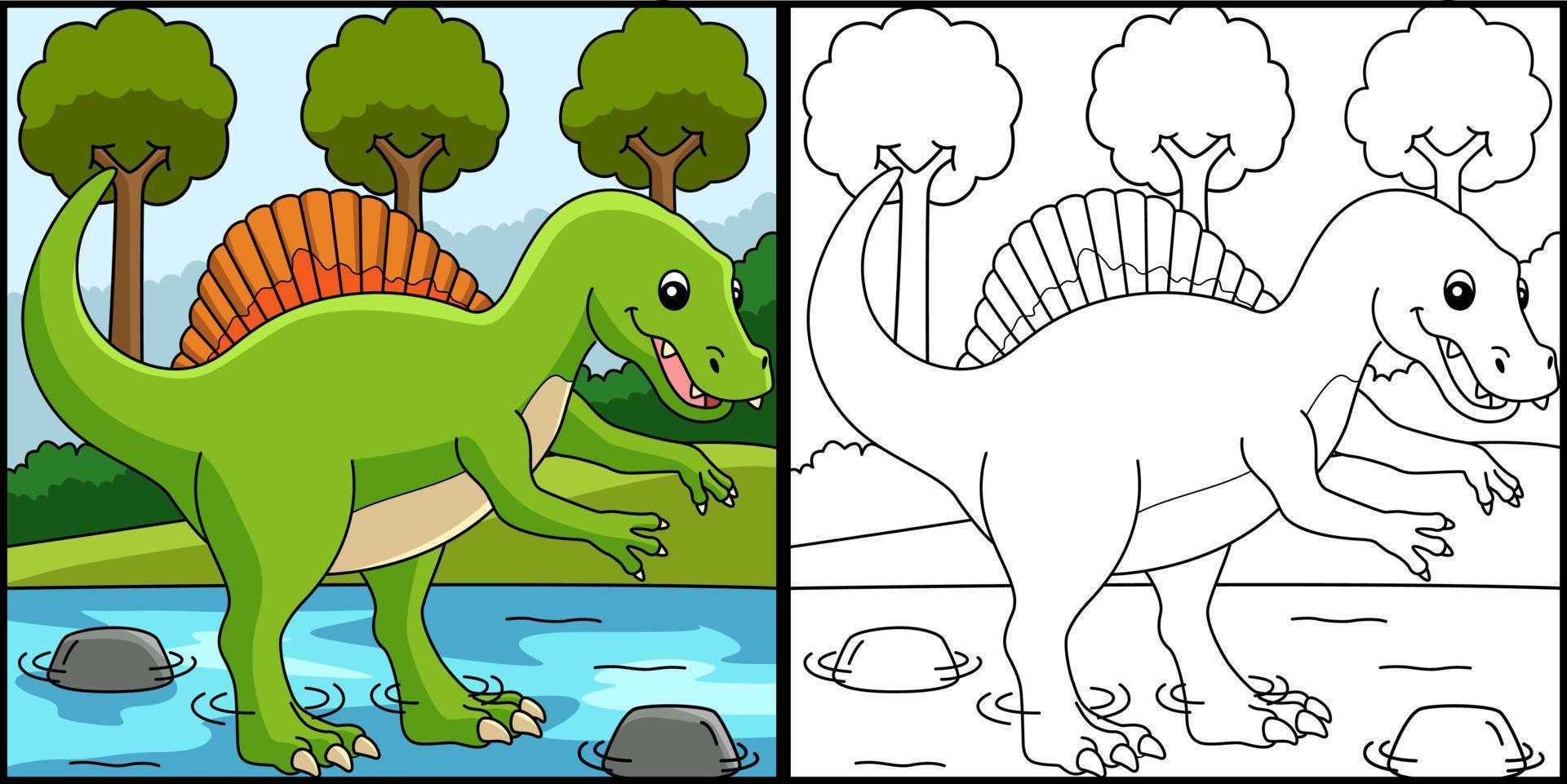 dinosaurio espinosaurio para colorear ilustración de la página vector