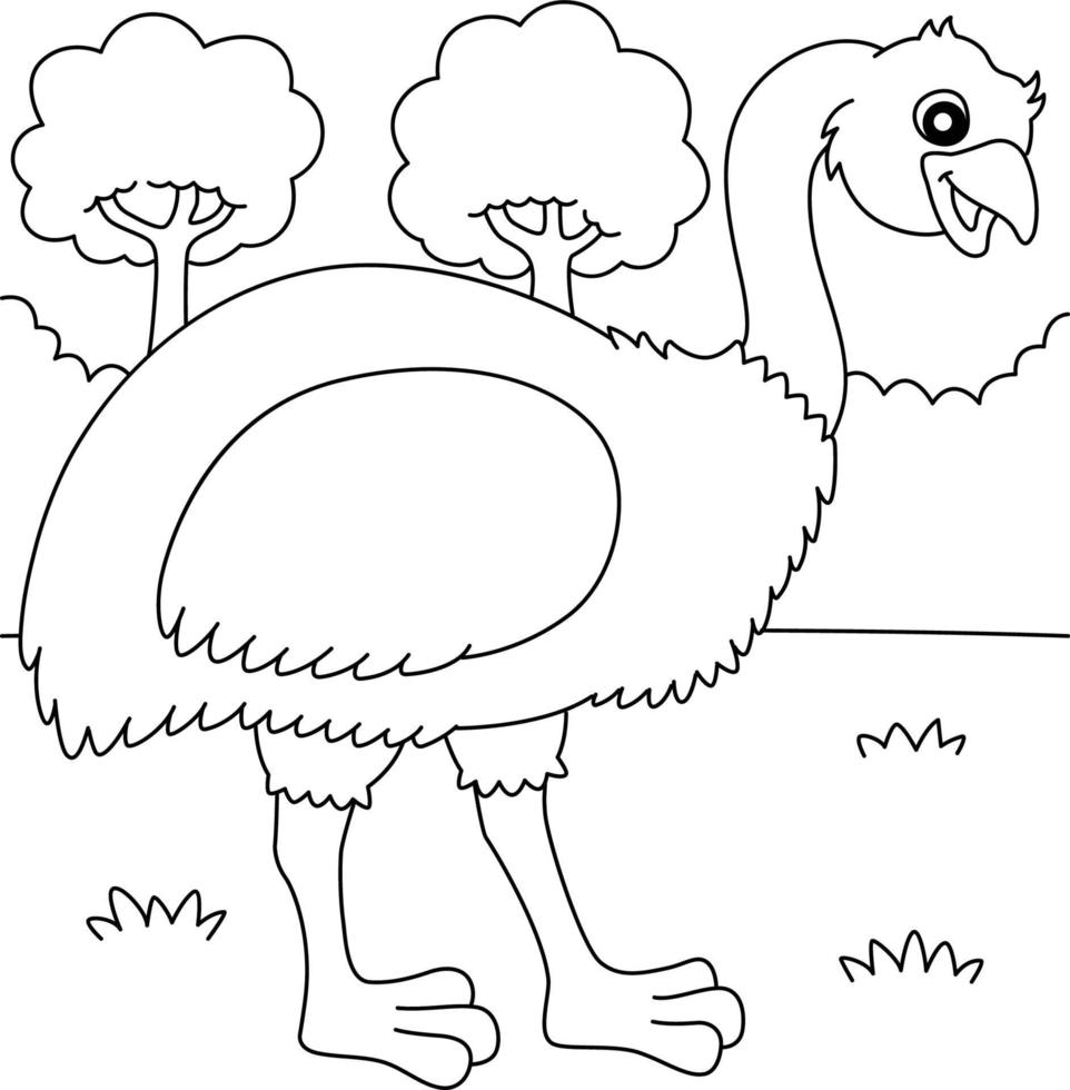 Emu Animal Coloring Page for Kids vector