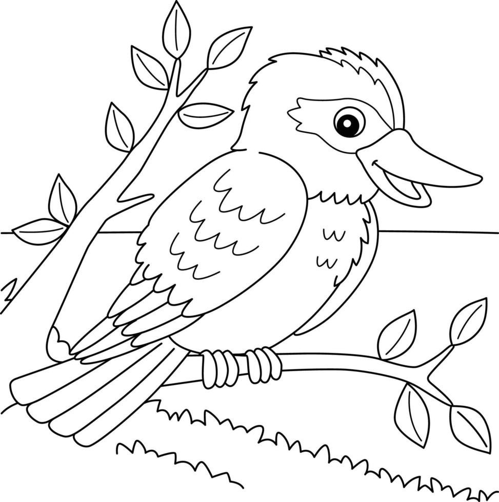 página para colorear de animales kookaburra para niños vector