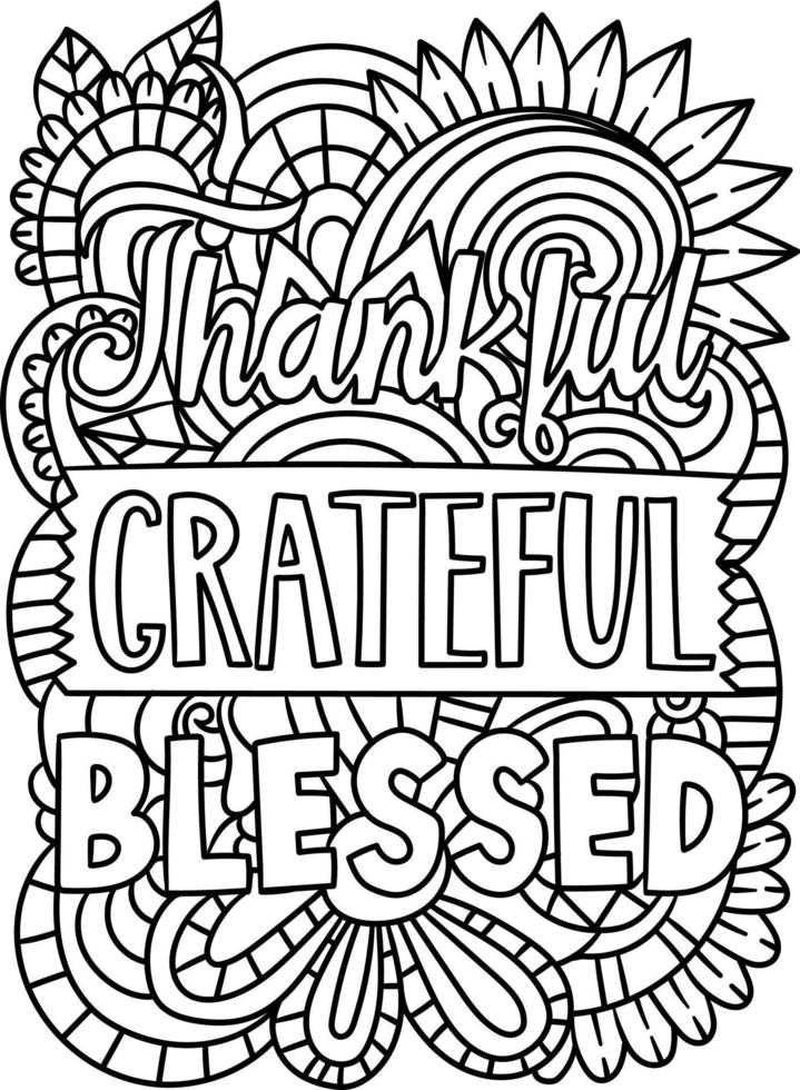 Thankful Grateful Blessed Motivational Coloring vector