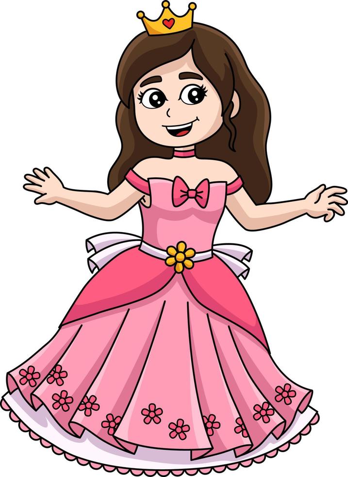 Princess In front of the Castle Cartoon Clipart vector