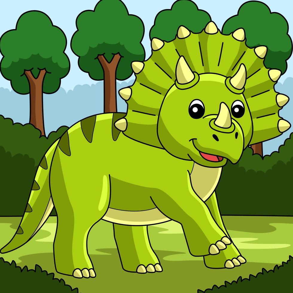 Triceratops Dinosaur Colored Cartoon Illustration vector