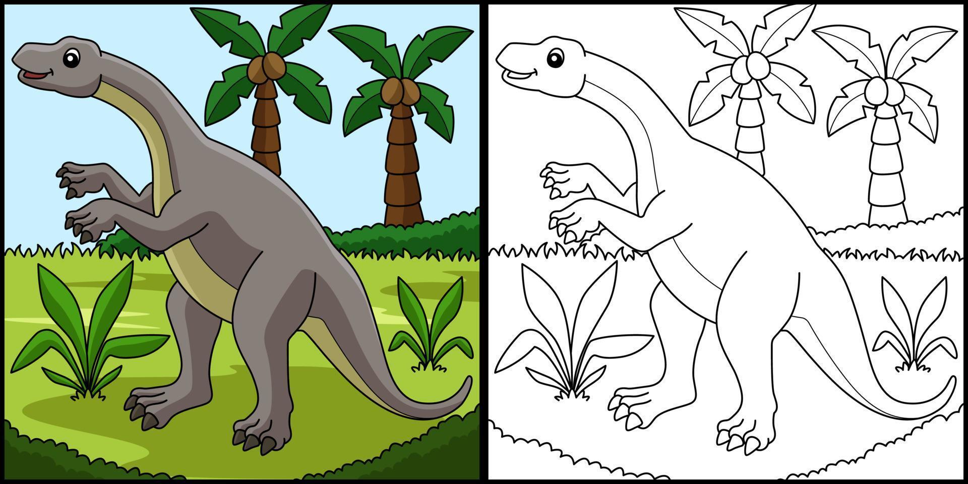ilustración de página para colorear de dinosaurio lufengosaurus vector