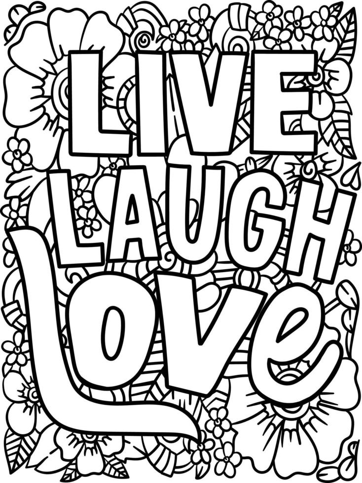 Live Laugh Love Motivational Quote Coloring Page vector