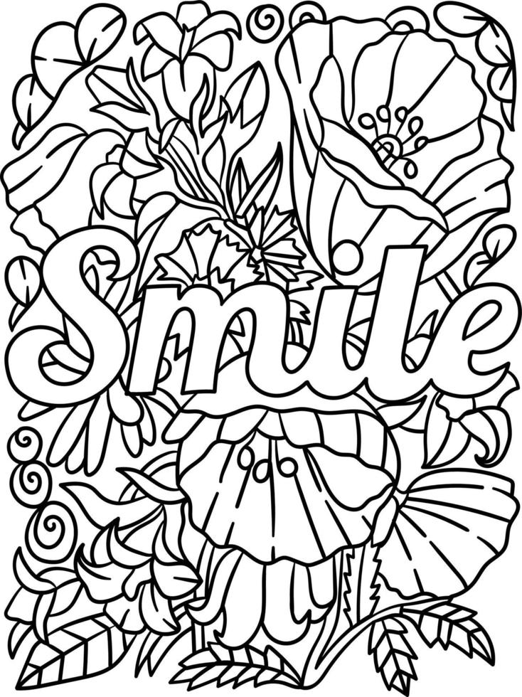 Smile Motivational Quote Coloring Page for Adults vector