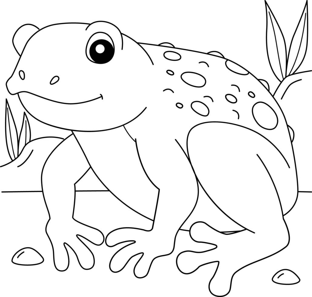 Página para colorear de animales de rana sapo de caña para niños vector