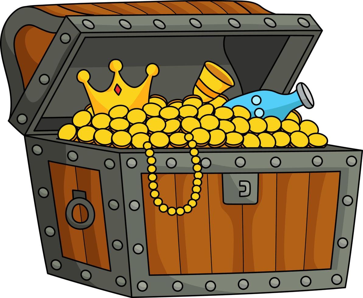 Big Treasure Chest Cartoon Colored Clipart vector