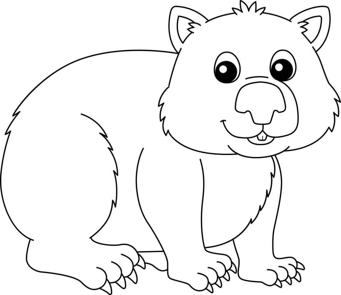 Wombat Animal Coloring Page Isolated for Kids vector