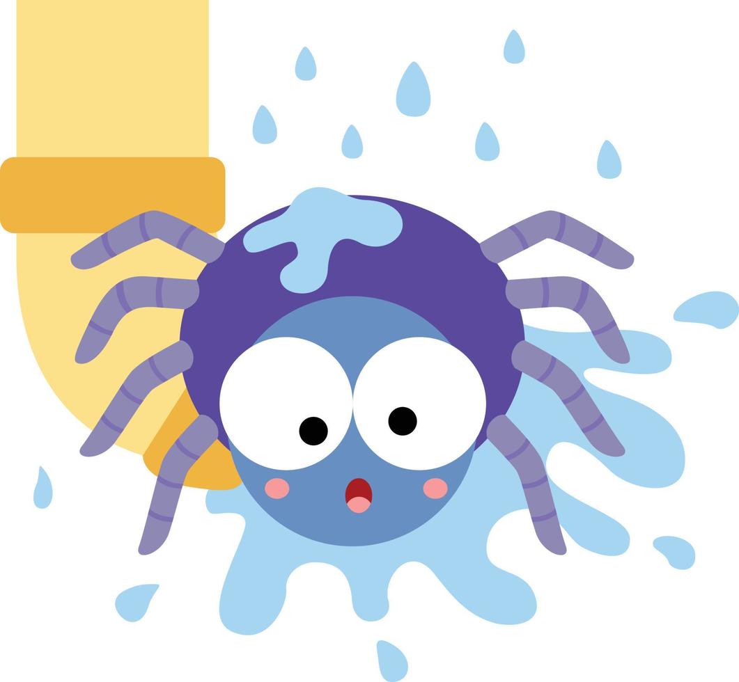 Cute Spider Get Wet Clipart Vector