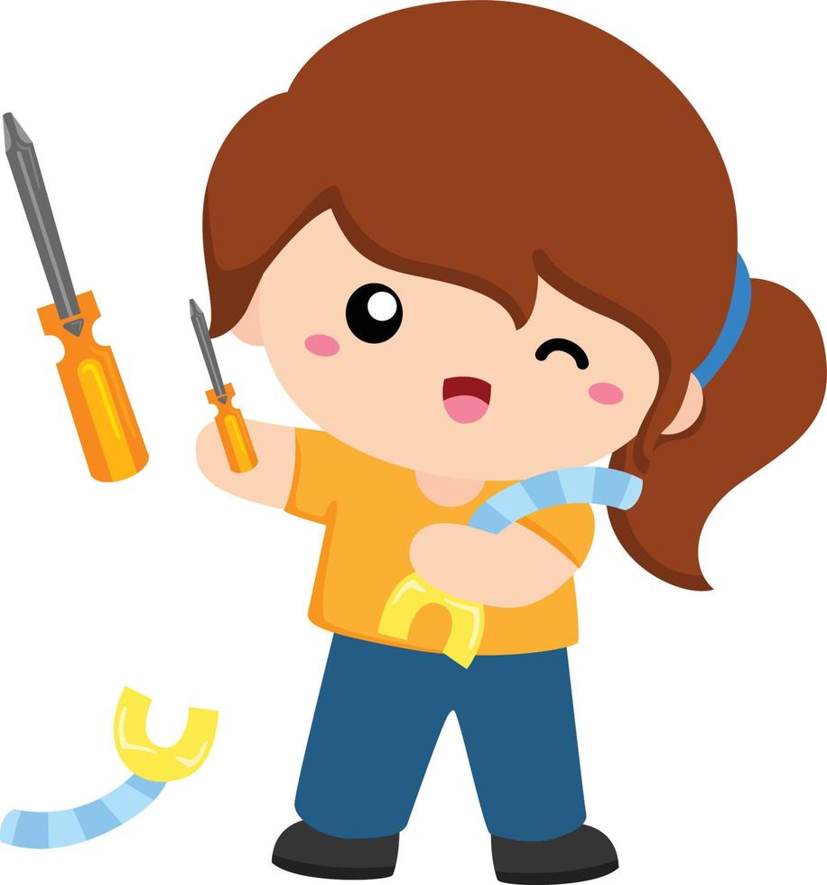 Cute Girl with Tools vector