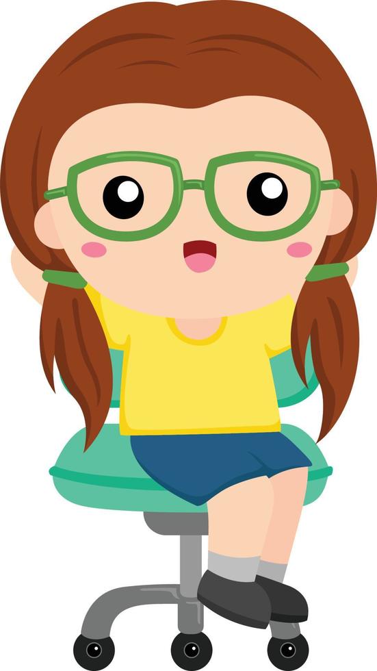 niña feliz con gafas vector clipart