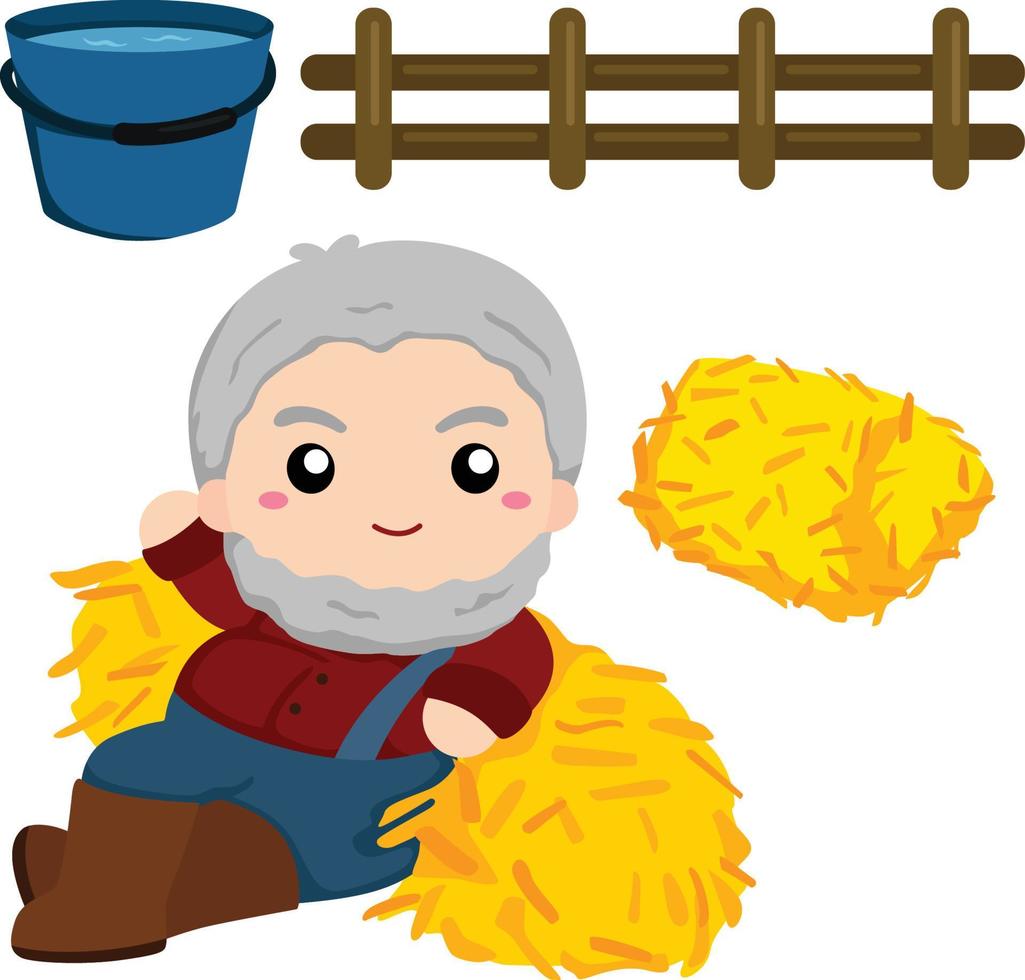 A Farm Man resting vector clipart