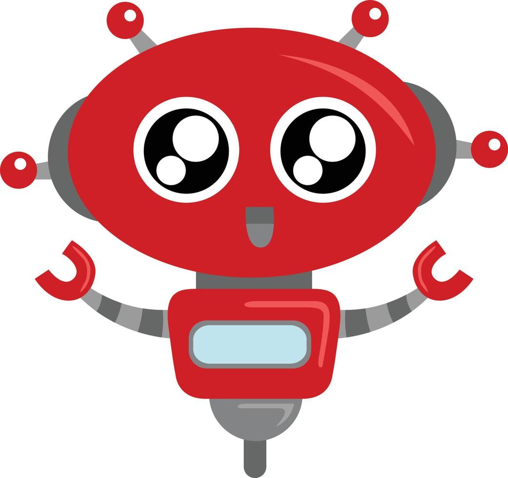 Cute Red Robot Vector Clipart
