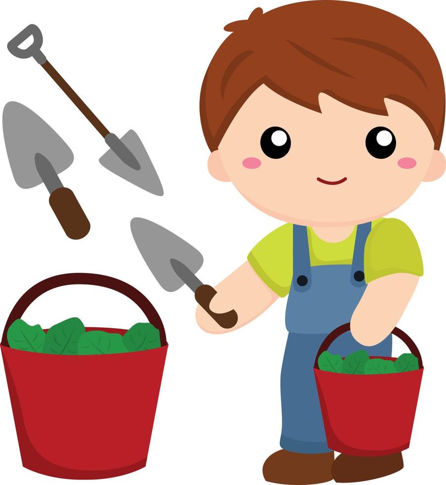 A Man harvesting vegetables garden vector