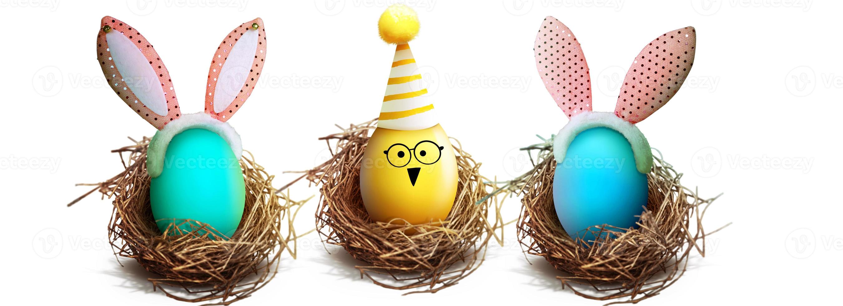 Beautiful Easter background with colorful Easter eggs photo