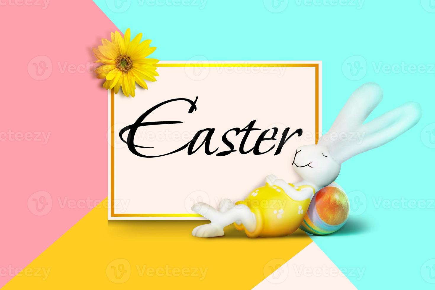 Beautiful Easter background with colorful Easter eggs photo
