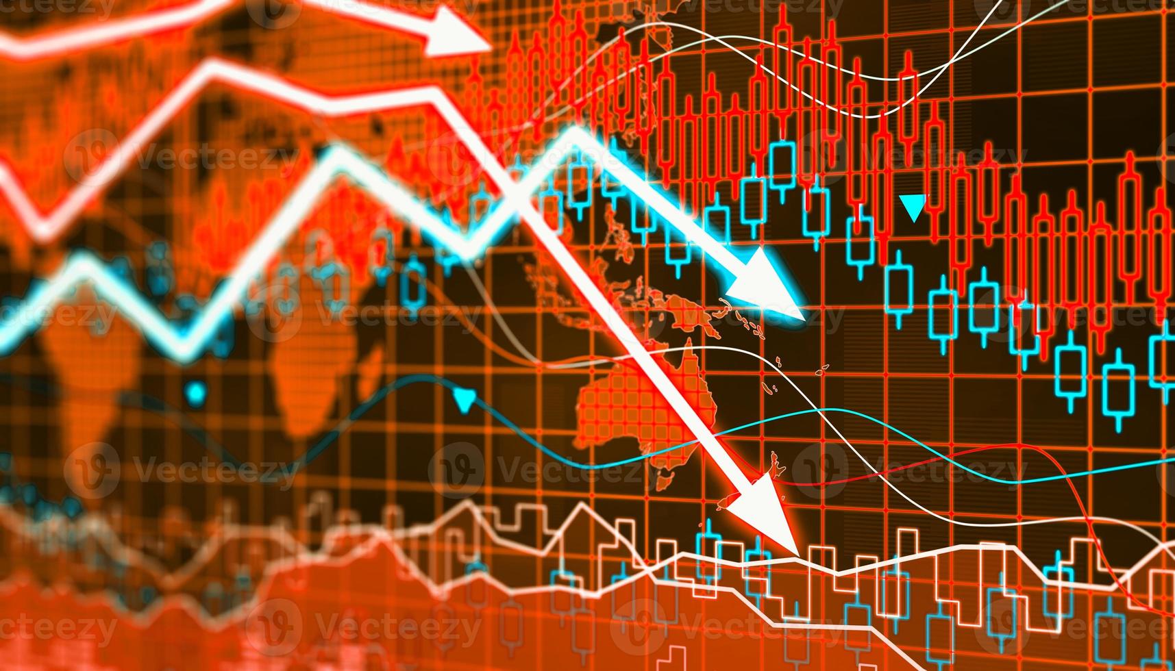 Econimical crisis concept. Spread in the world, economy is down. 3d illustration photo