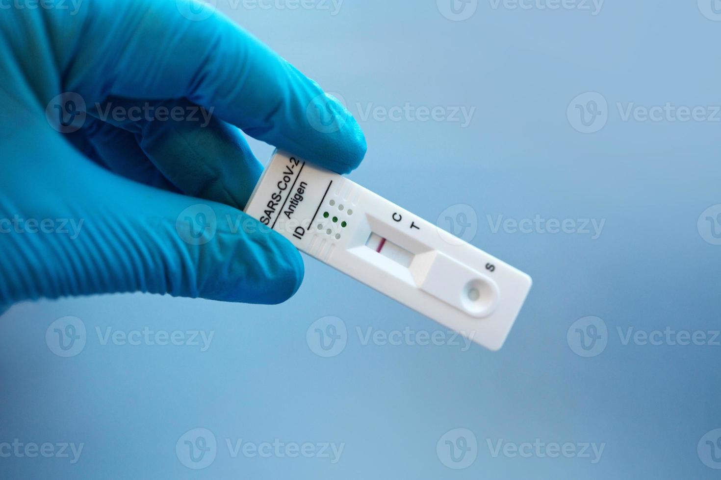 Negative test result by using rapid test device for COVID-19. photo