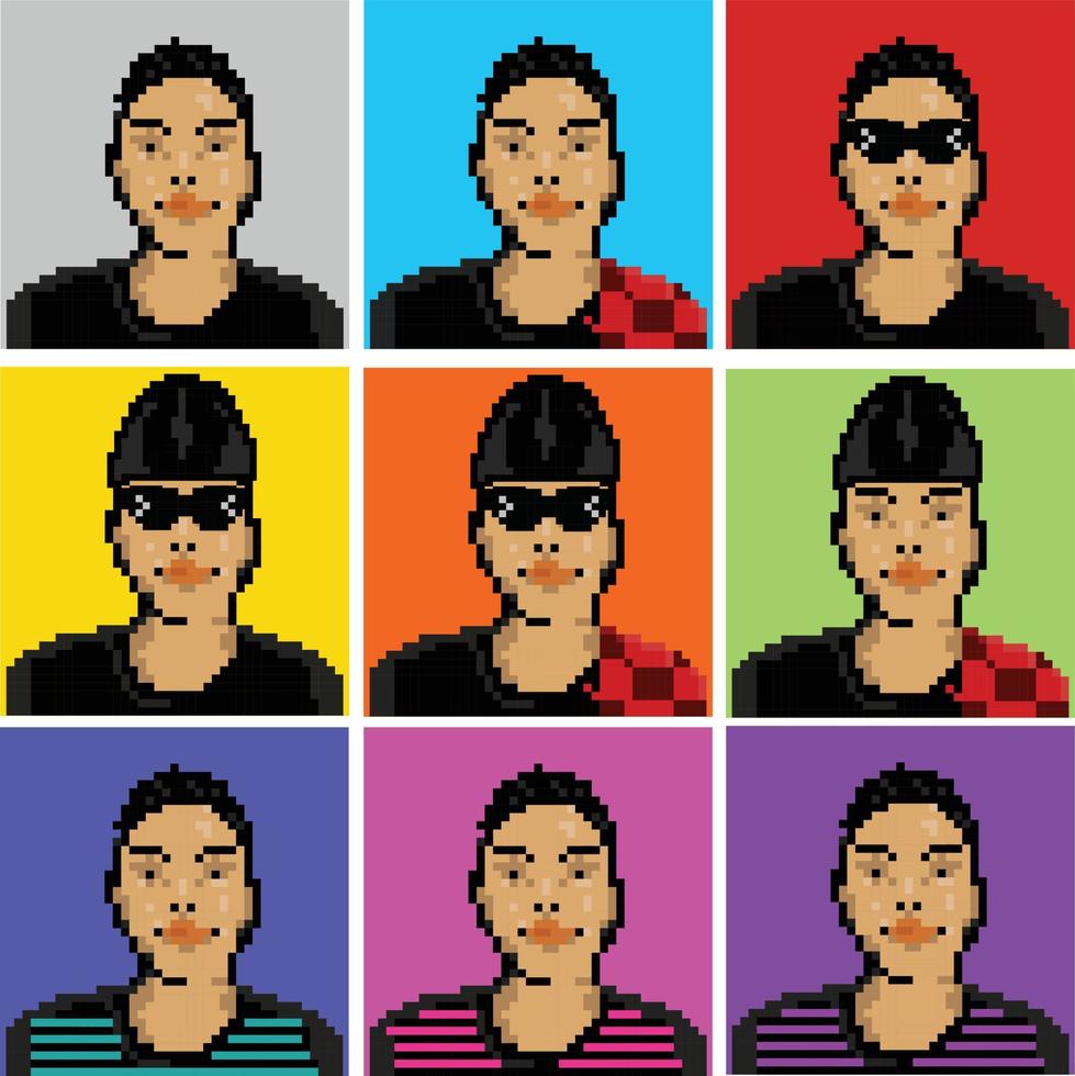 a mens character collection pixel art vector