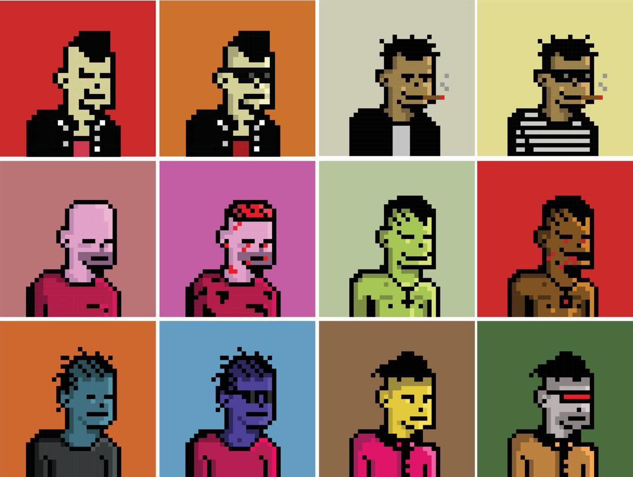 pixel art concept. men's character Pixel art  set vector