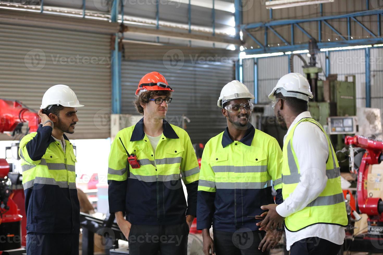 Professional men engineer worker skills quality, maintenance, training industry factory worker , warehouse Workshop for factory operators, mechanical engineering team production. photo