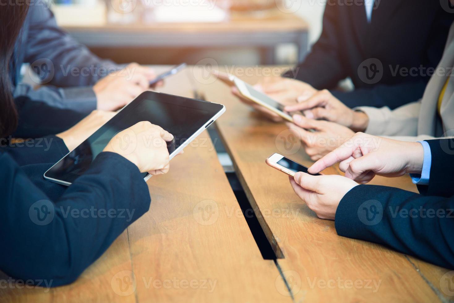 Business meeting using a laptop computer in a modern office photo