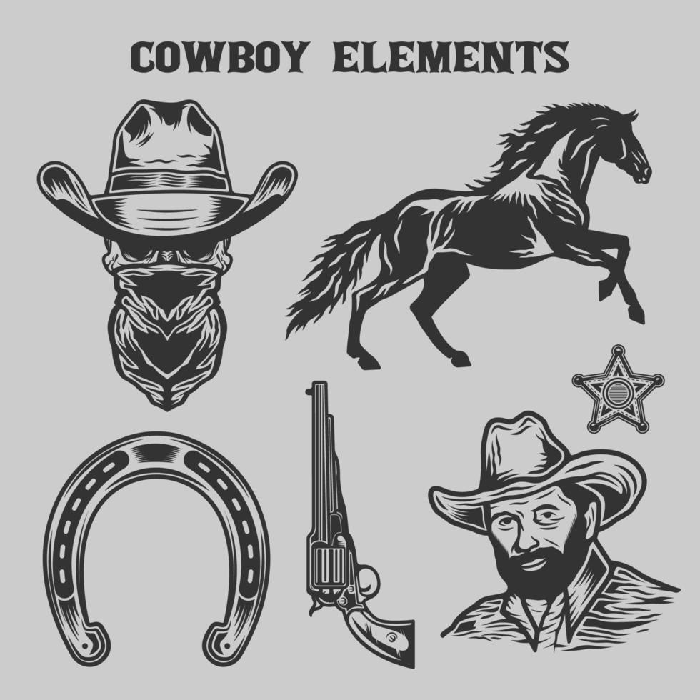 elementos de vaqueros del salvaje oeste vector