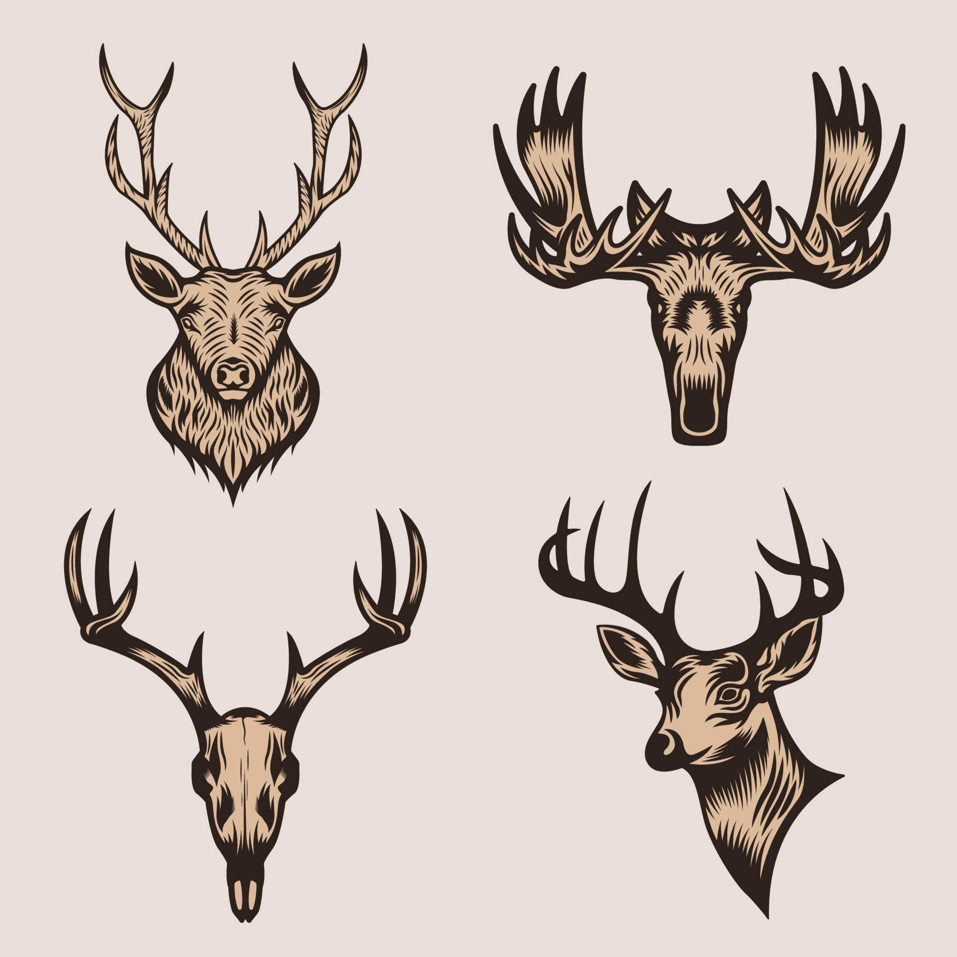 vintage hunting animals 7067468 Vector Art at Vecteezy