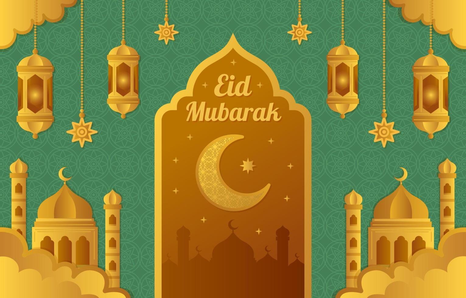 Happy Eid Mubarak Greeting Background vector