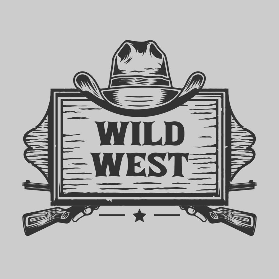 insignia vintage de los vaqueros del salvaje oeste vector