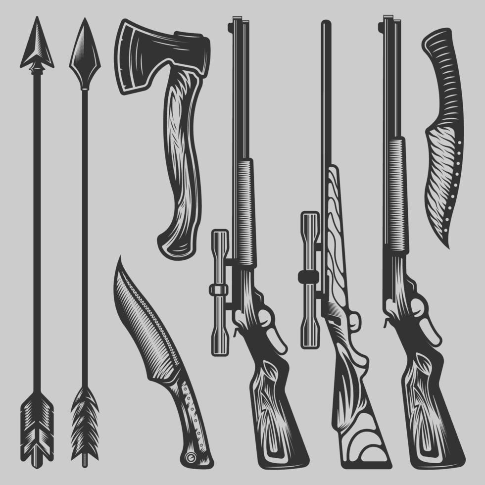 Arms Tools Shooting Hunting Flat Set Stock Illustration 753948715