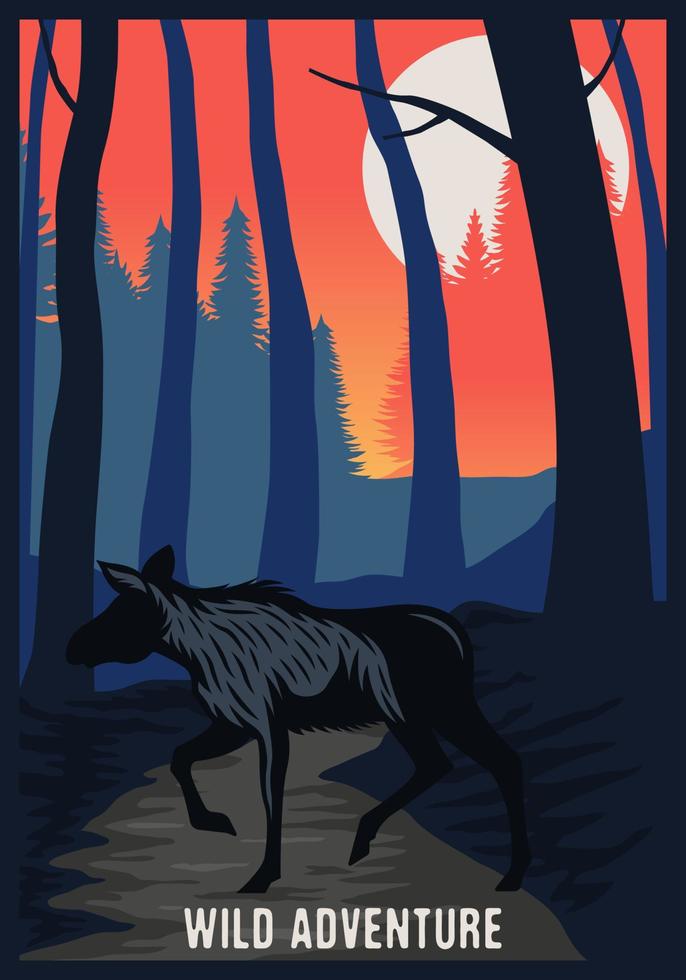 Colorful Adventure Outdoor Retro Style Poster vector