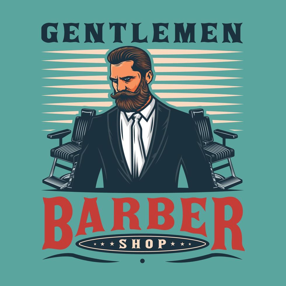 Gentlemen barbershop emblem with barber chairs vector