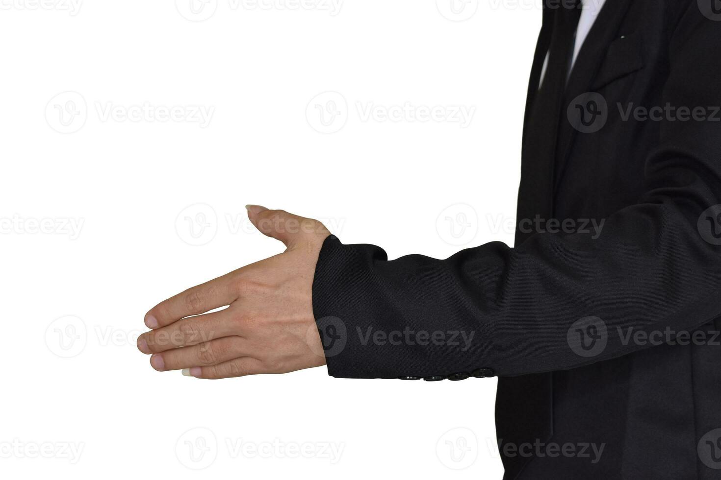 Businessman hand offering for handshake in suit, Isolated on white background. with clipping path. photo