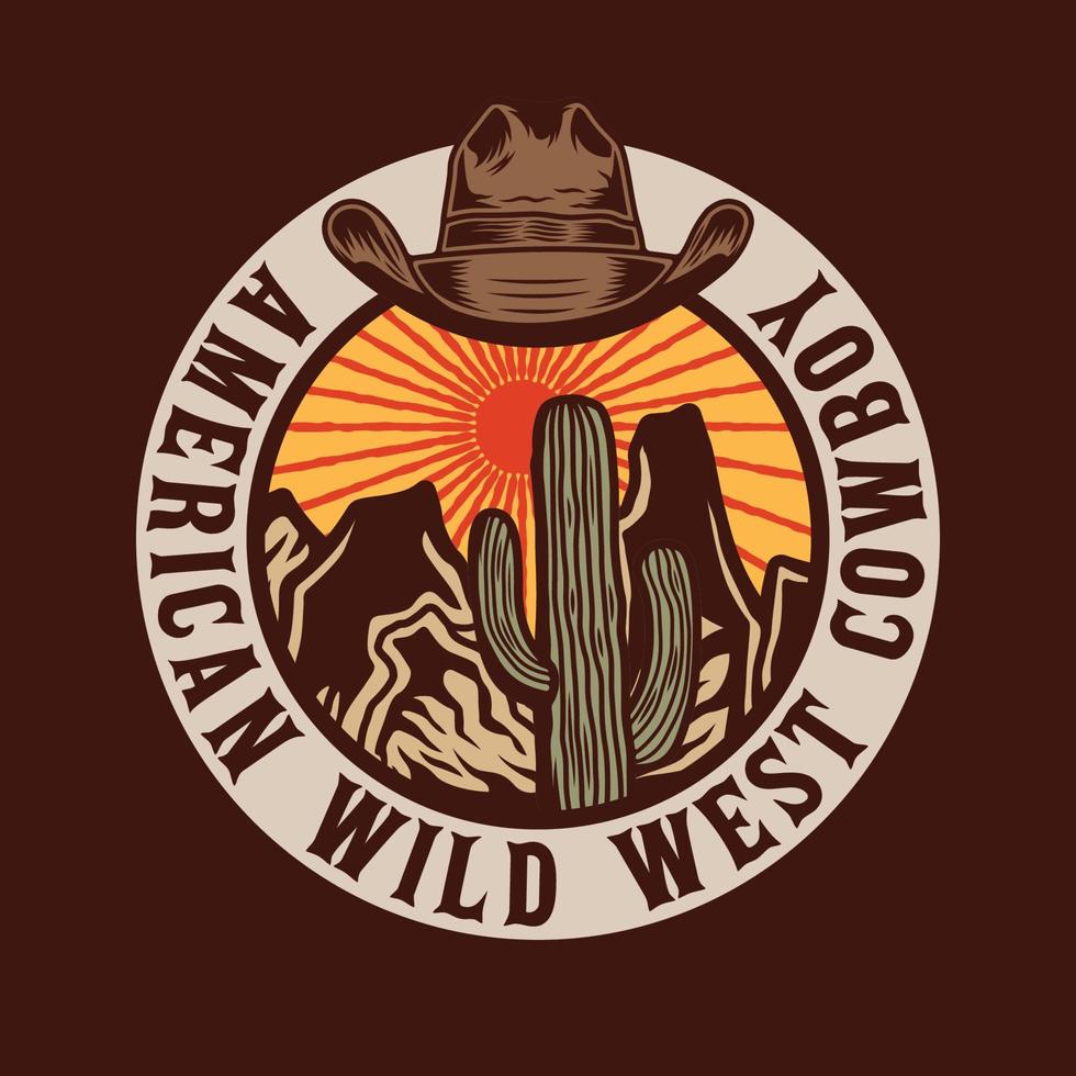 wild west cowboys vintage badge vector