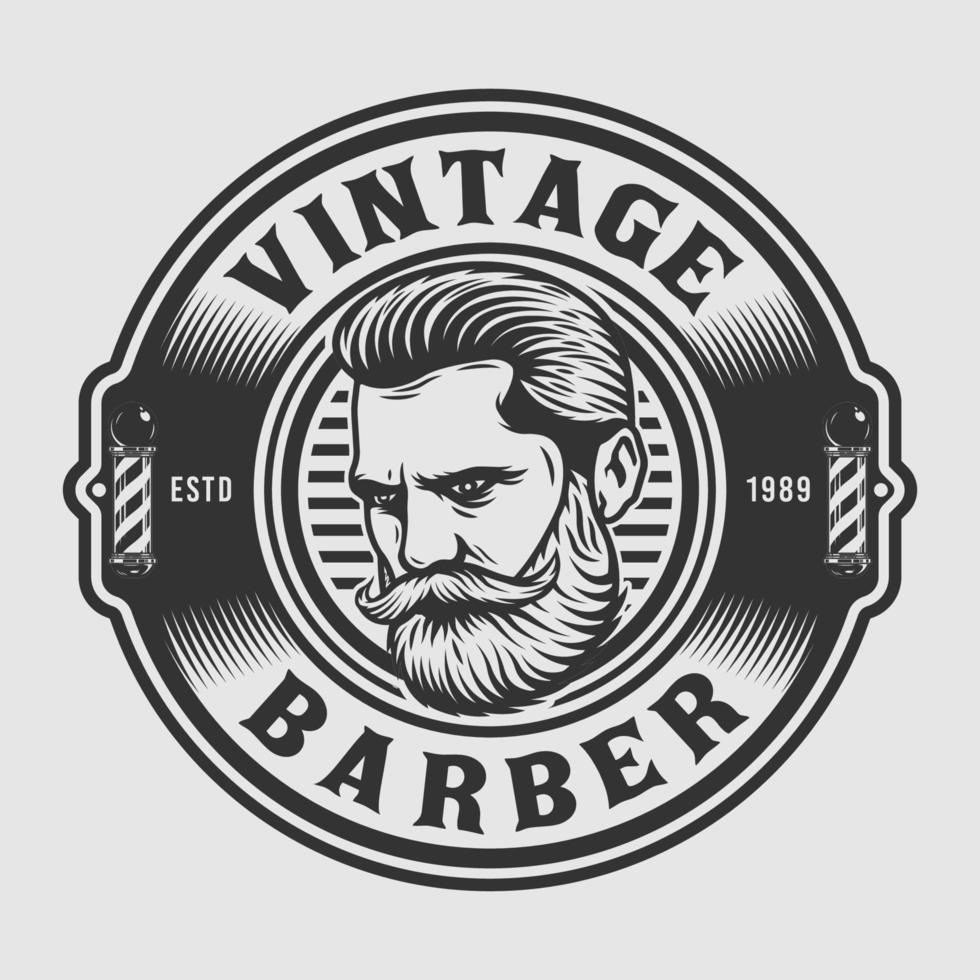 Barbershop emblem with beard man vector