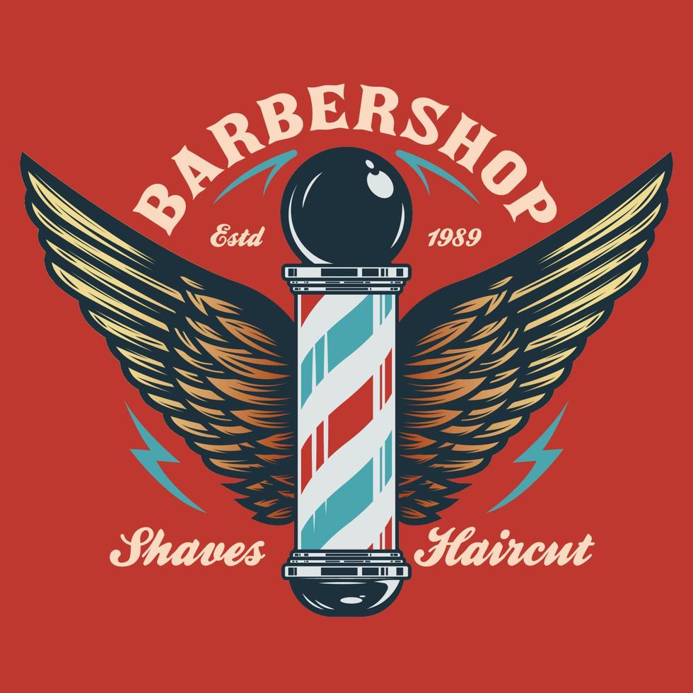 Barbershop pole with wings vector