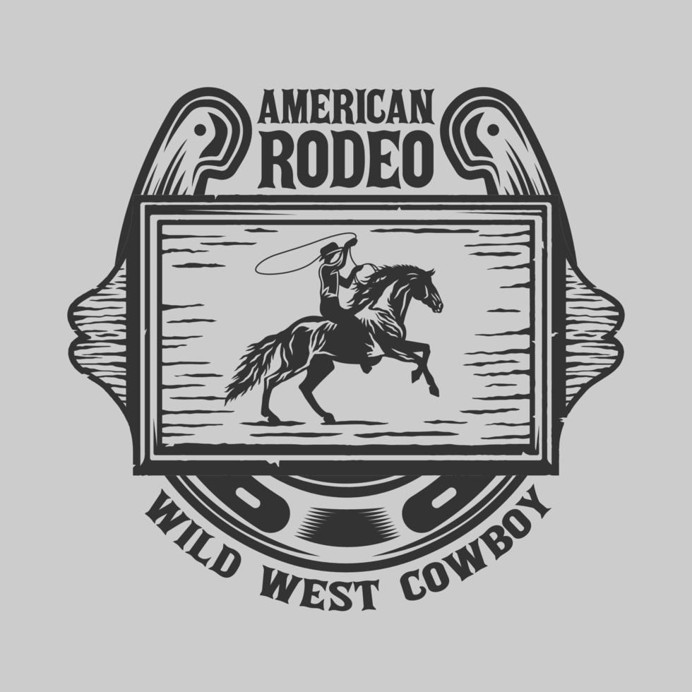 vaqueros, salvaje oeste, rodeo, vendimia, insignia vector