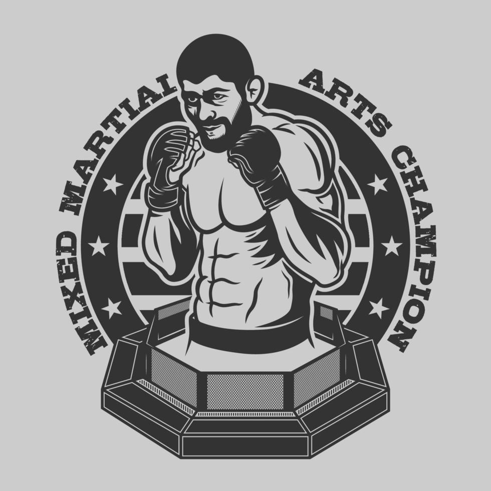 MMA mixed martial art emblem vector
