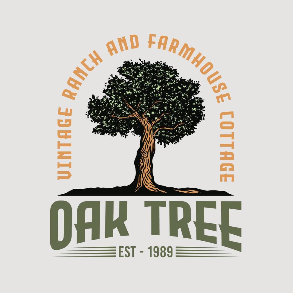 Vintage Old oak strong tree vector